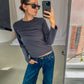 Celine is 168 cm tall and wears size XS. | dark grey