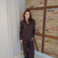 Celine is 168 cm tall and wears size M. | dark brown